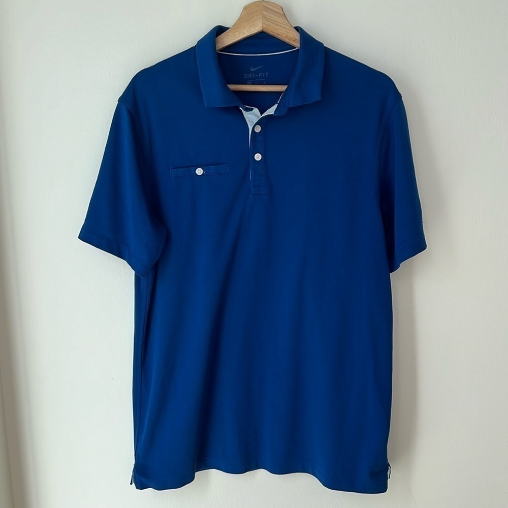 NIKE Mens Dri Fit Pique Golf Polo Medium Blue AT8940-438